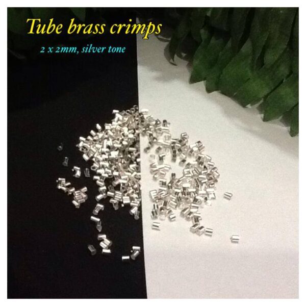 2mm Silver tone tube brass crimp beads (0.25oz)