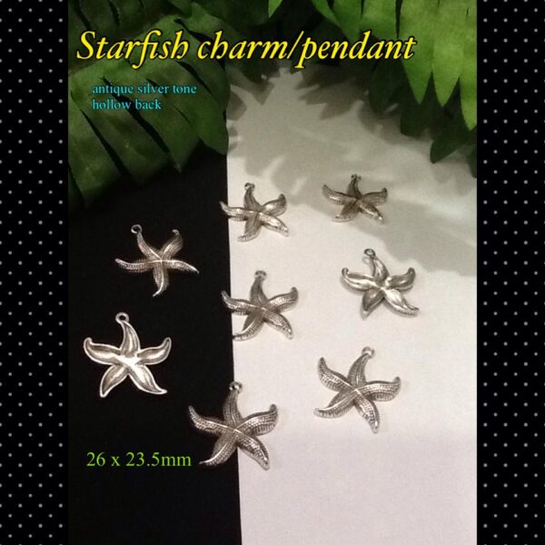 26mm antique silver tone Starfish pendants (5pcs)