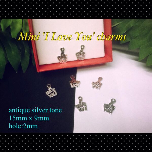 15x9mm Mini 'I Love You' charms (12pcs)