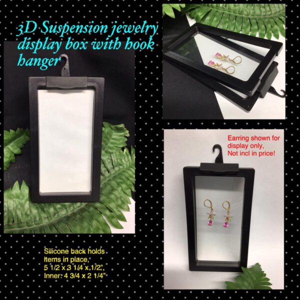 3d Suspension jewelry display box with hook hanger (5.5"x3.25")