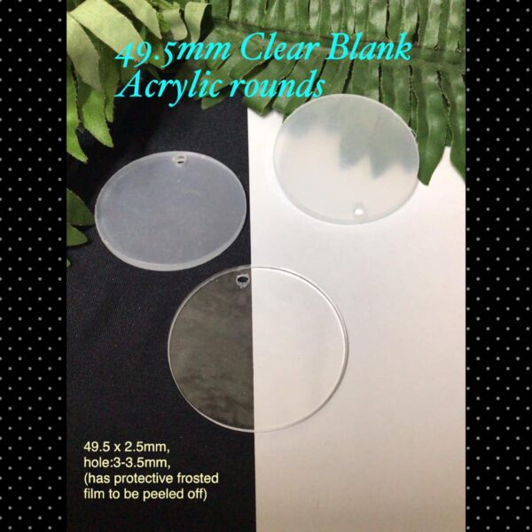 49.5mm Clear Blank Acrylic rounds (5pcs) 30% off!