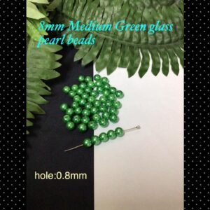 8mm Medium Green Glass pearl beads