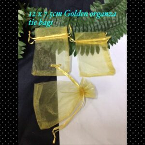 11.5x7.5cm Golden organza tie bags (10pcs)