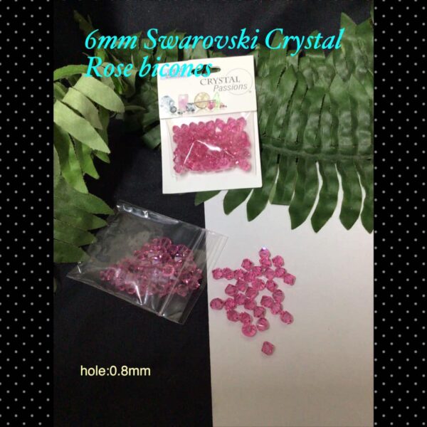 6mm Swarovski crystal Rose bicones (4pcs)