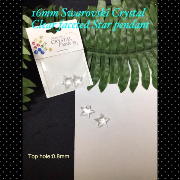 16mm Swarovski crystal Clear faceted Star pendants