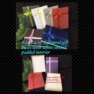 6.25" x 4.75" Coloured gift boxes with white slotted padded interior