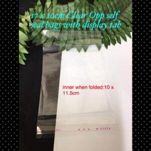 17x10cm Clear opp self bags with display tab