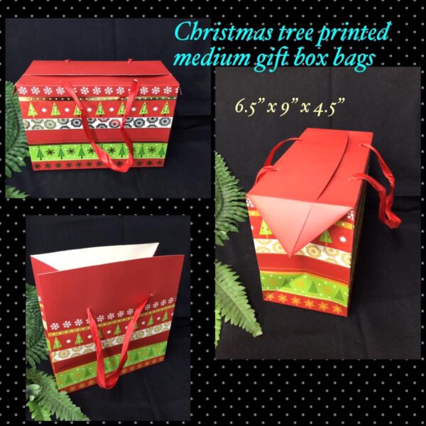 Christmas tree printed medium gift box bags (6.5"x9")