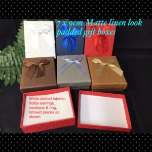 7x9cm Matte linen look gift boxes with ribbon bow (6pcs)