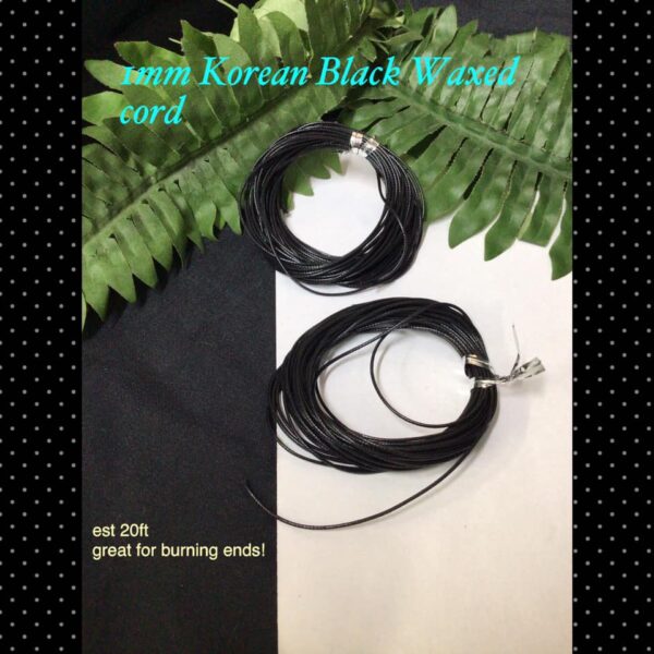 1mm Korean Black Waxed cord (20ft)