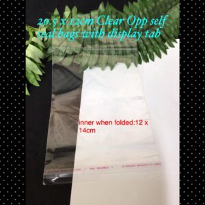 20.5x12cm Clear opp self seal bags with display tab (est 100pcs)