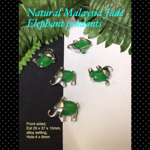 37mm Natural Malaysia Jade Elephant pendants