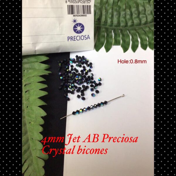 4mm Jet Ab Preciosa Crystal bicones (est 100pcs)