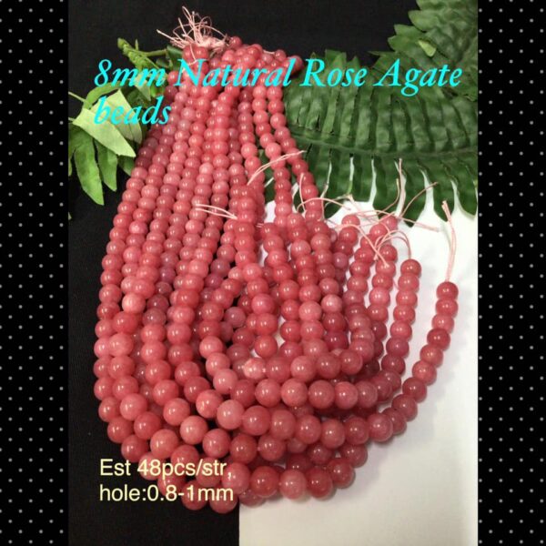 8mm Natural Rose Agate beads