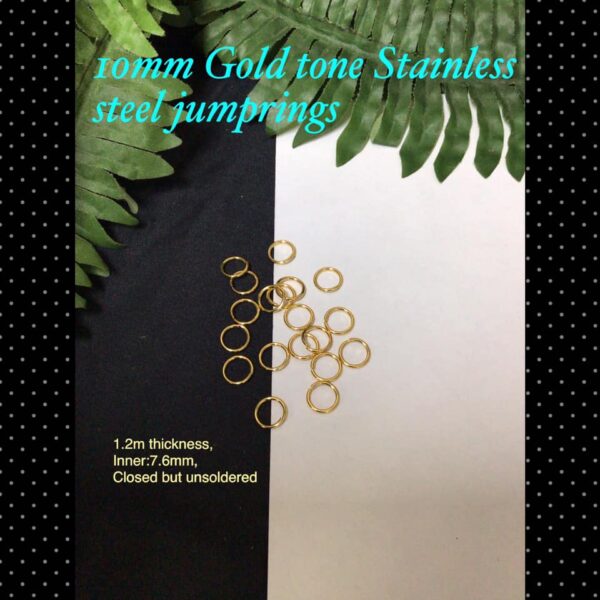 10mm Gold tone Stainless steel jumprings (1.2mm thick) 5pcs