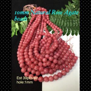10mm Natural Rose Agate beads (est 39pcs)