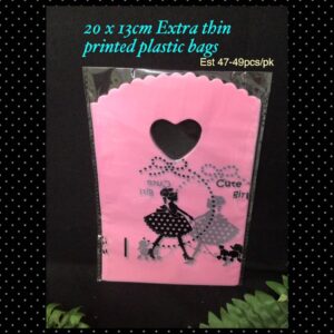20x13cm Extra thin printed plastic bags (pink)