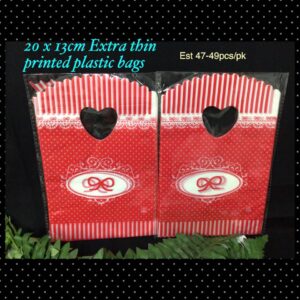 20x13cm Extra thin printed plastic bags (red bow)