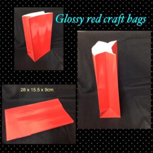 28cm Glossy red craft bags (3pcs)