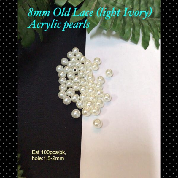 8mm Old Lace (light ivory) Acrylic pearls