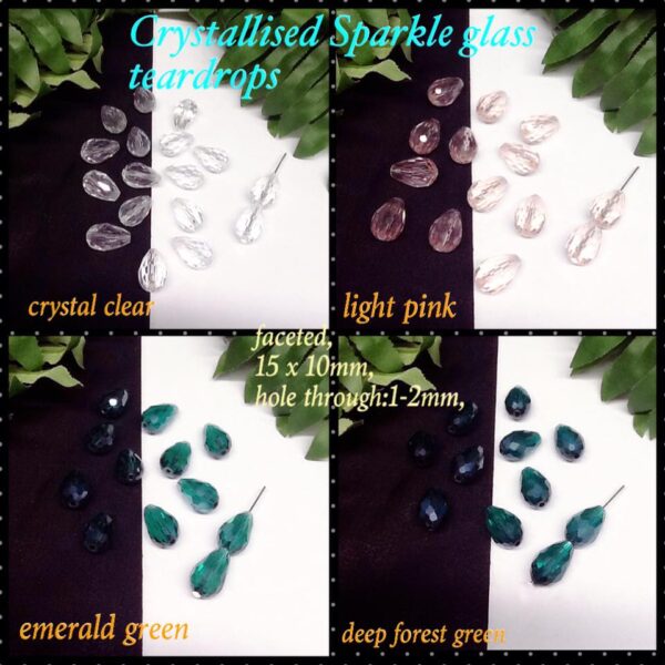 15x10mm Crystallised Sparkle glass teardrops (10pcs)