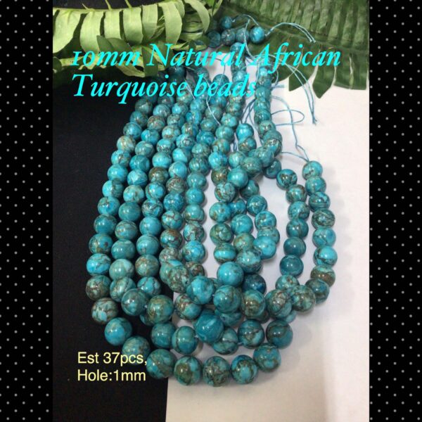 10mm Natural African Turquoise beads (est 36-37pcs)