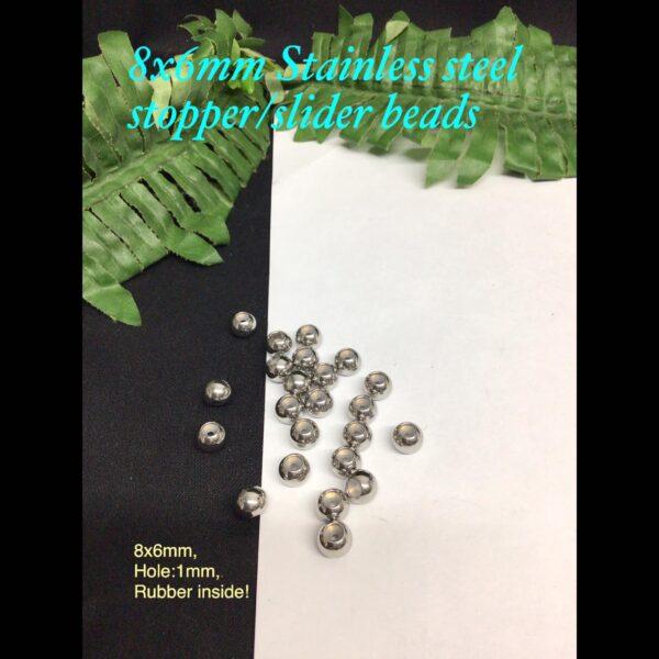 8x6mm Stainless steel stopper/slider beads