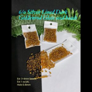 6/0 Silver lined Dark Goldenrod Glass seed beads (est 1oz)