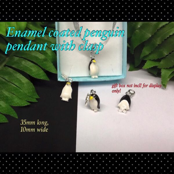 Enamel coated penguin pendant with clasp