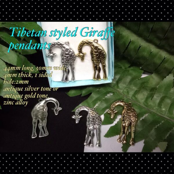 44mm Tibetan styled giraffe pendants