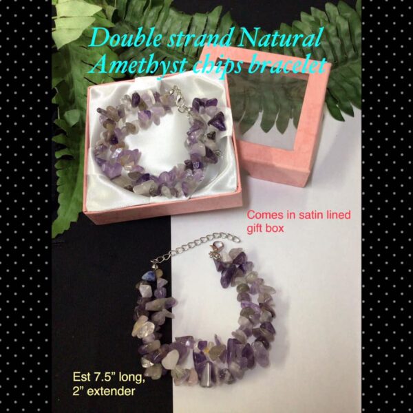 Double strand Natural Amethyst chips bracelet