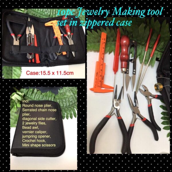 10pc Jewelry Making Tool set in zippered case