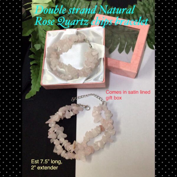 Double strand Natural Rose Quartz chips bracelet