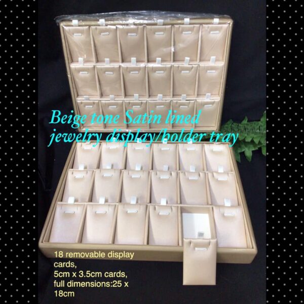 Beige tone Satin lined jewelry display/holder trays