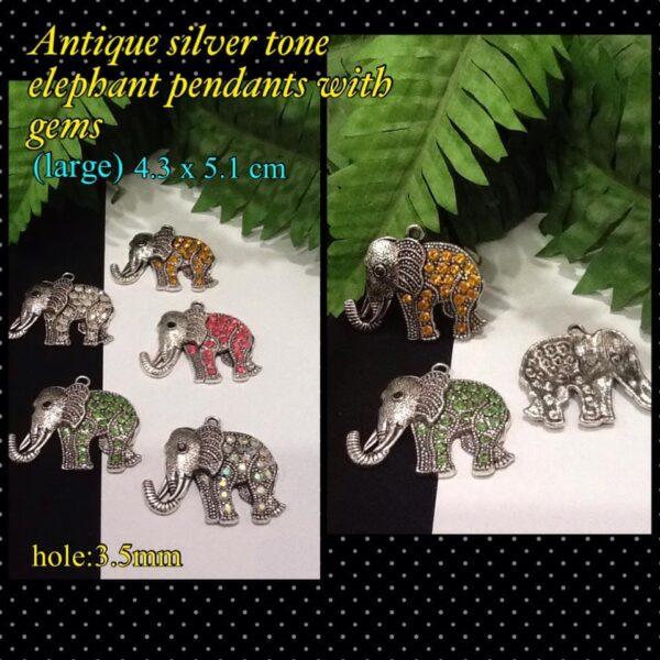 5.1cm Gem studded Tibetan Style elephant pendants