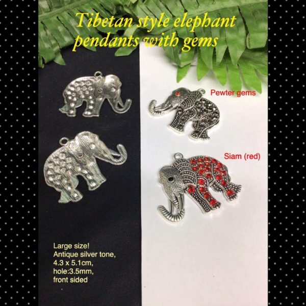 5.1cm Gem studded Tibetan Style elephant pendants - Image 3