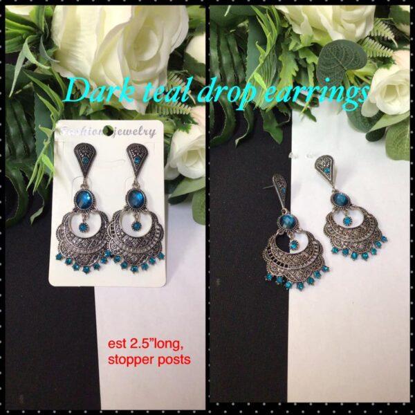 Dark teal drop earrings