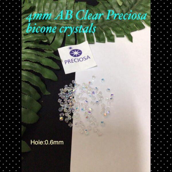 4mm AB Clear Preciosa bicone crystals