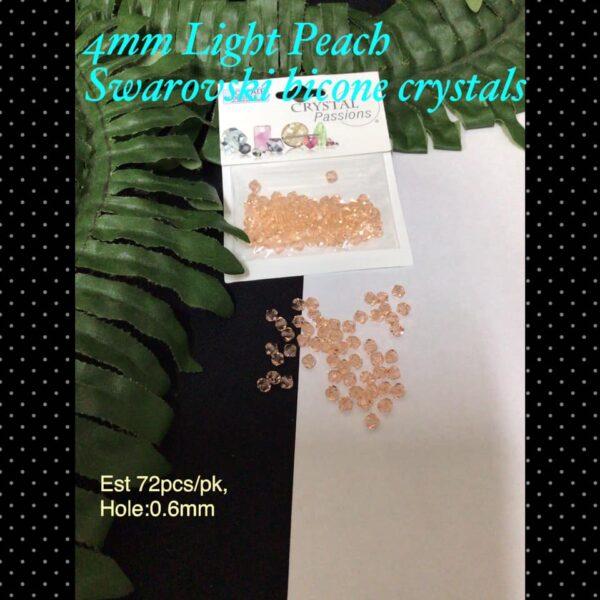 4mm Light Peach Swarovski bicone crystals