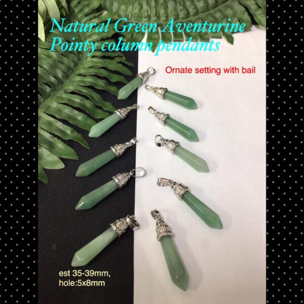 Natural Green Aventurine Pointy Column pendants