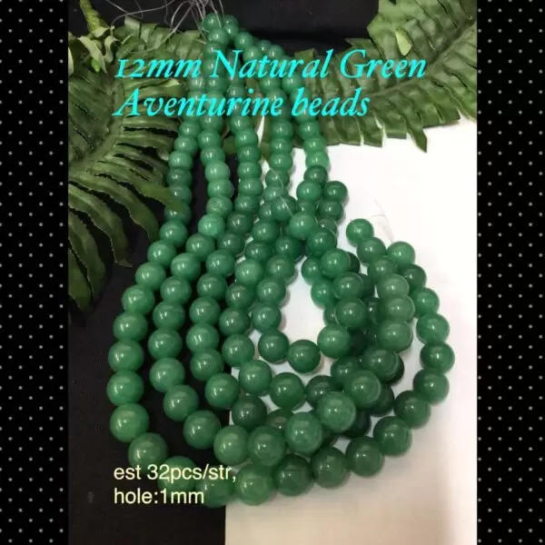 12mm Natural Green Aventurine beads (est 32pcs)