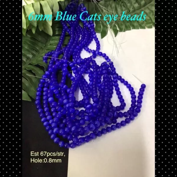 6mm Blue cats eye beads (est 67pcs)