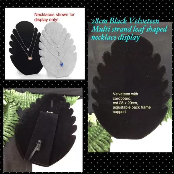 Black 28cm Velveteen Multi strand leaf shaped necklace display