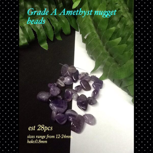 Grade A Amethyst nugget beads (clearance item!) est 28pcs