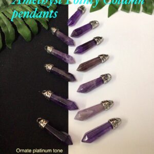 34-35mm Natural Amethyst Pointy Column Pendants