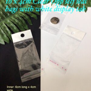 10x4cm Clear Opp self seal bags with white display tab