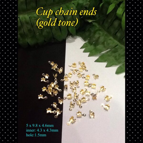 9.8mm Gold tone rhinestone cup chain ends (est 30pcs)