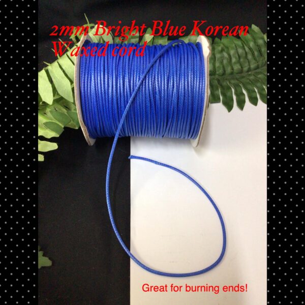 2mm Bright Blue Korean Waxed cord (est 20ft)