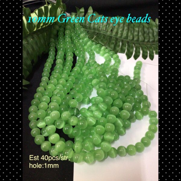 10mm Green cats eye beads (est 40pcs)