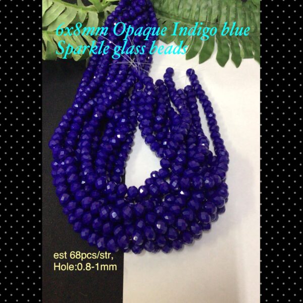 6x8mm Opaque Indigo Blue sparkle beads (est 68pcs)